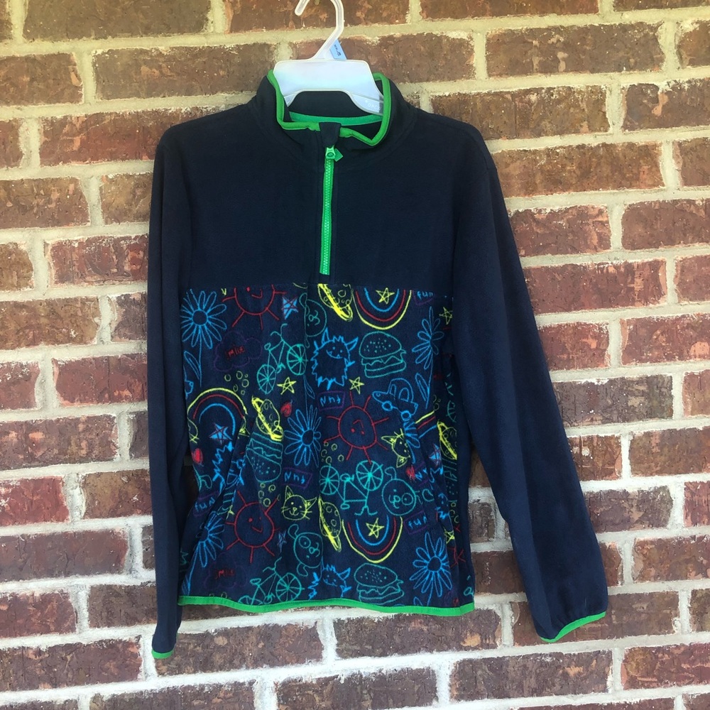 Unisex Kid’s Wonder Nation Half Zip Fleece Pullover Fun Design Size XXL